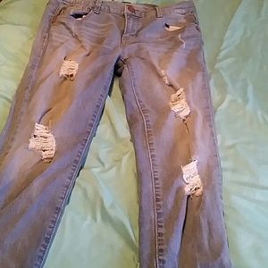 Blue ripped jeans/ capris
